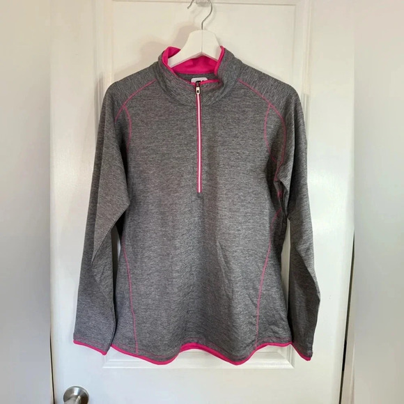 FootJoy Women’s Gray & Pink 1/4 Zip Long Sleeve Golf Pullover - Size Large - Picture 1 of 8